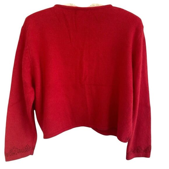 New Pierre Cardin Sweater Women's Extra Large Red Cardigan Beaded NWOT - Picture 4 of 5